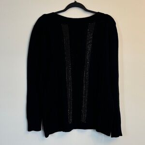 NWOT Soft Black Knit Sweater With Silver Rhinestone Detail